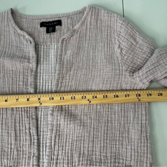 Tahari Linen Blend Pink Cardigan Gauze Size M - Picture 7 of 7
